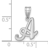 14k White Gold Initial A Pendant, Cursive Letter Charm for Women