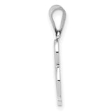 14k White Gold Script Letter B Pendant, Polished Capital Alphabet Charm for Women