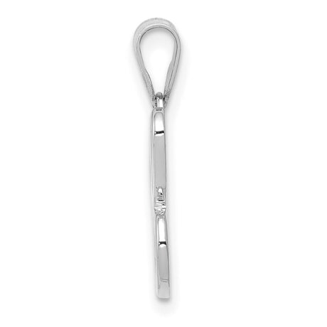 14k White Gold Script Letter E Pendant, Polished Cursive Initial Charm for Necklace or Bracelet
