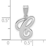 14k White Gold Script Letter E Pendant, Polished Cursive Initial Charm for Necklace or Bracelet