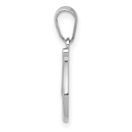 14k White Gold Script D Pendant, Polished Letter Charm, Monogram Initial Jewelry for Women