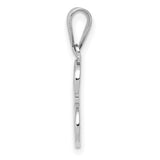 14k White Gold Script Letter E Pendant, Cursive Initial Charm with Polished Finish for Women