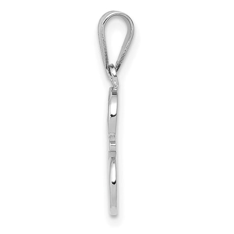 14k White Gold Script Letter E Pendant, Cursive Initial Charm with Polished Finish for Women