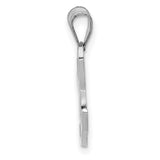 14k White Gold Script Initial H Pendant, Polished Cursive Letter Charm for Women