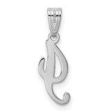 14k White Gold Initial Pendant, Script Letter J Charm, Personalized Alphabet Jewelry for Women