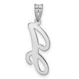 14k White Gold Script Letter J Pendant, Cursive Initial Charm for Women