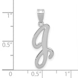 14k White Gold Script Letter J Pendant, Cursive Initial Charm for Women