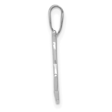 14k White Gold Script Letter K Pendant, Polished Cursive Initial Charm for Women