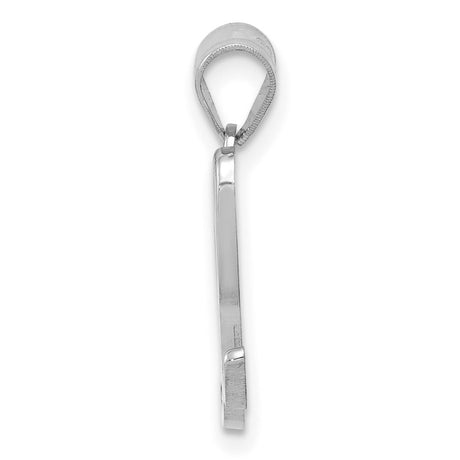 14k White Gold Letter L Pendant, Polished Script Initial Charm for Women