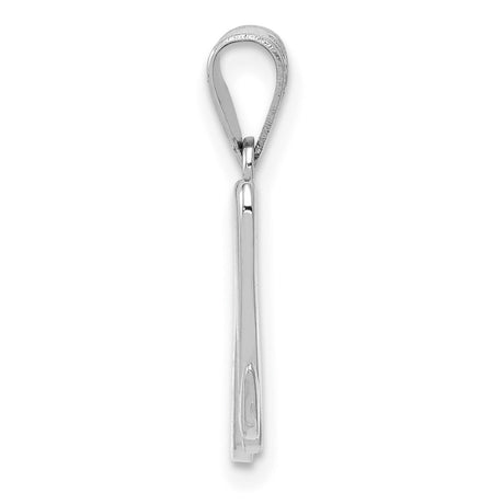 14k White Gold Script Initial M Pendant, Polished Letter Charm for Women