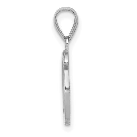 14k White Gold Letter C Pendant, Script Initial Charm with Polished Italic Design