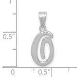 14k White Gold Letter C Pendant, Script Initial Charm with Polished Italic Design