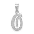14k White Gold Letter C Pendant, Script Initial Charm with Polished Italic Design