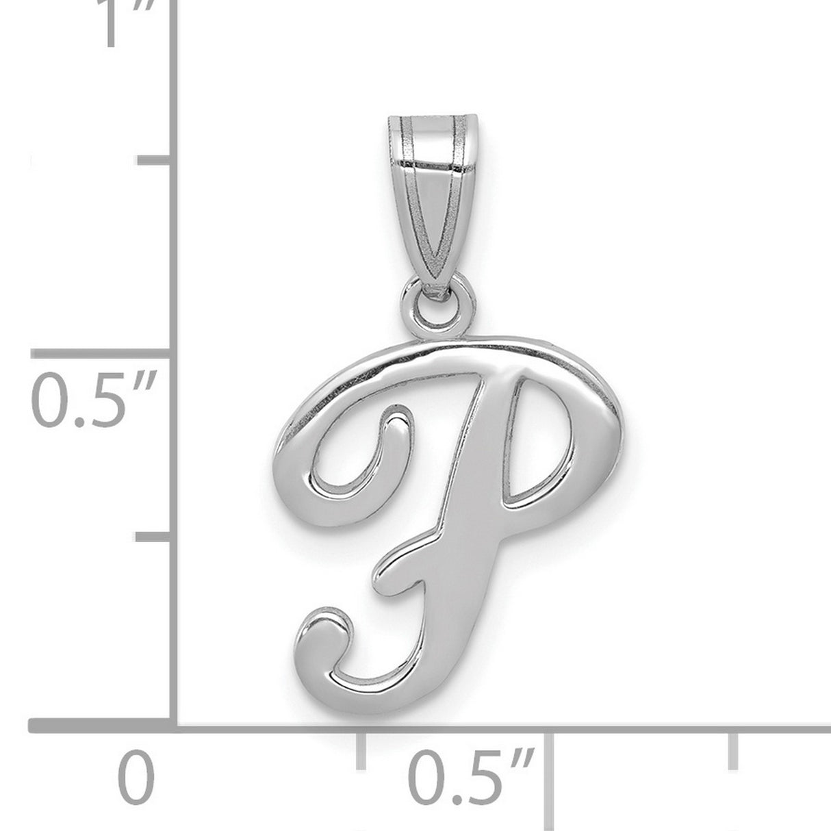 14k White Gold Letter P Pendant, Script Initial Charm, Monogram Jewelry for Women