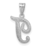 14k White Gold Script J Pendant, Cursive Initial Charm for Women