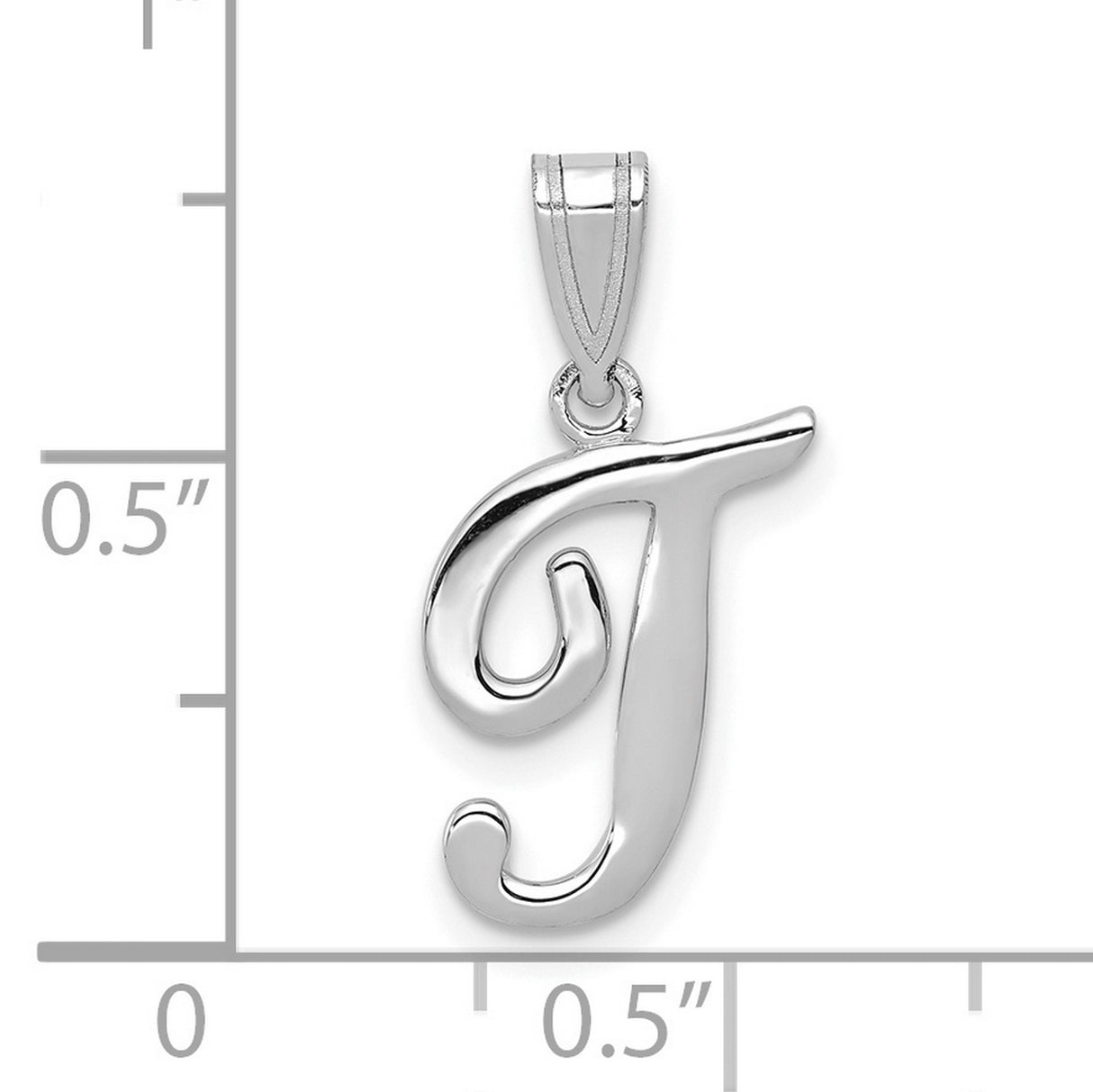 14k White Gold Script J Pendant, Cursive Initial Charm for Women