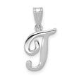 14k White Gold Script J Pendant, Cursive Initial Charm for Women