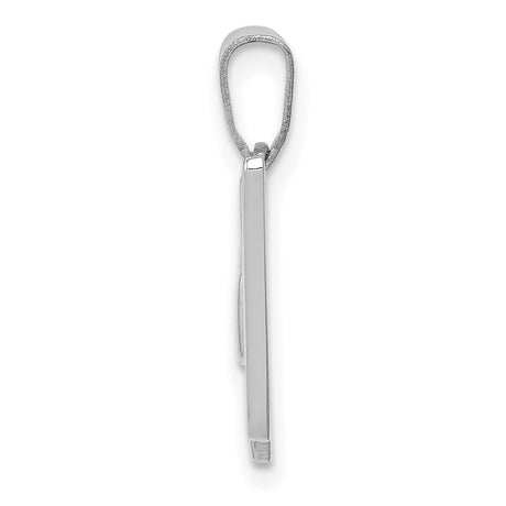 14k White Gold Script W Pendant, Cursive Initial Charm for Women