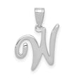 14k White Gold Script W Pendant, Cursive Initial Charm for Women