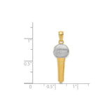 14k Yellow Gold and Rhodium Microphone Pendant, Two-Tone Music Charm for Men