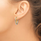 14k Yellow Gold Hoop Earrings with Interlocking Yellow and White Gold Loops for Women
