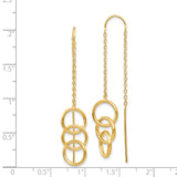 14k Yellow Gold Threader Earrings with Interlocking Open Circle Links, Minimalist Dangle Design
