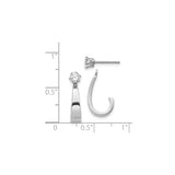 14k White Gold Hoop Stud Earrings with Cubic Zirconia, Minimalist Lightweight Design
