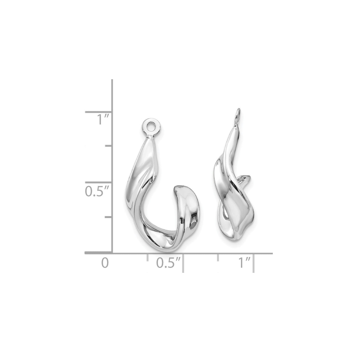 14k White Gold Twisted Hoop Earrings with Abstract Wave Design, Sculptural Drop Style