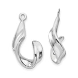 14k White Gold Twisted Hoop Earrings with Abstract Wave Design, Sculptural Drop Style