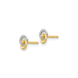 14k Yellow Gold Stud Earrings with Rhodium Double Intertwined Circle Design