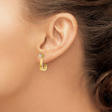14k Yellow Gold Earrings with Cubic Zirconia, Open Hook J Hoop Design, Minimalist Style for Women