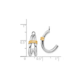 14k Yellow Gold Hoop Earrings, Two-Tone Interlocking Design with Polished Finish for Women