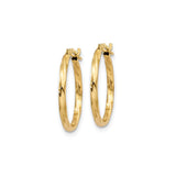 14k Yellow Gold Twisted Hoop Earrings with Polished Finish and Faceted Texture for Women