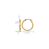 14k Yellow Gold Twisted Hoop Earrings with Polished Finish and Faceted Texture for Women