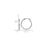 14k White Gold Twisted Hoop Earrings with Polished Textured Detail for Women