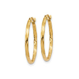 14k Yellow Gold Twisted Hoop Earrings, Polished Finish, Lightweight Modern Design for Women