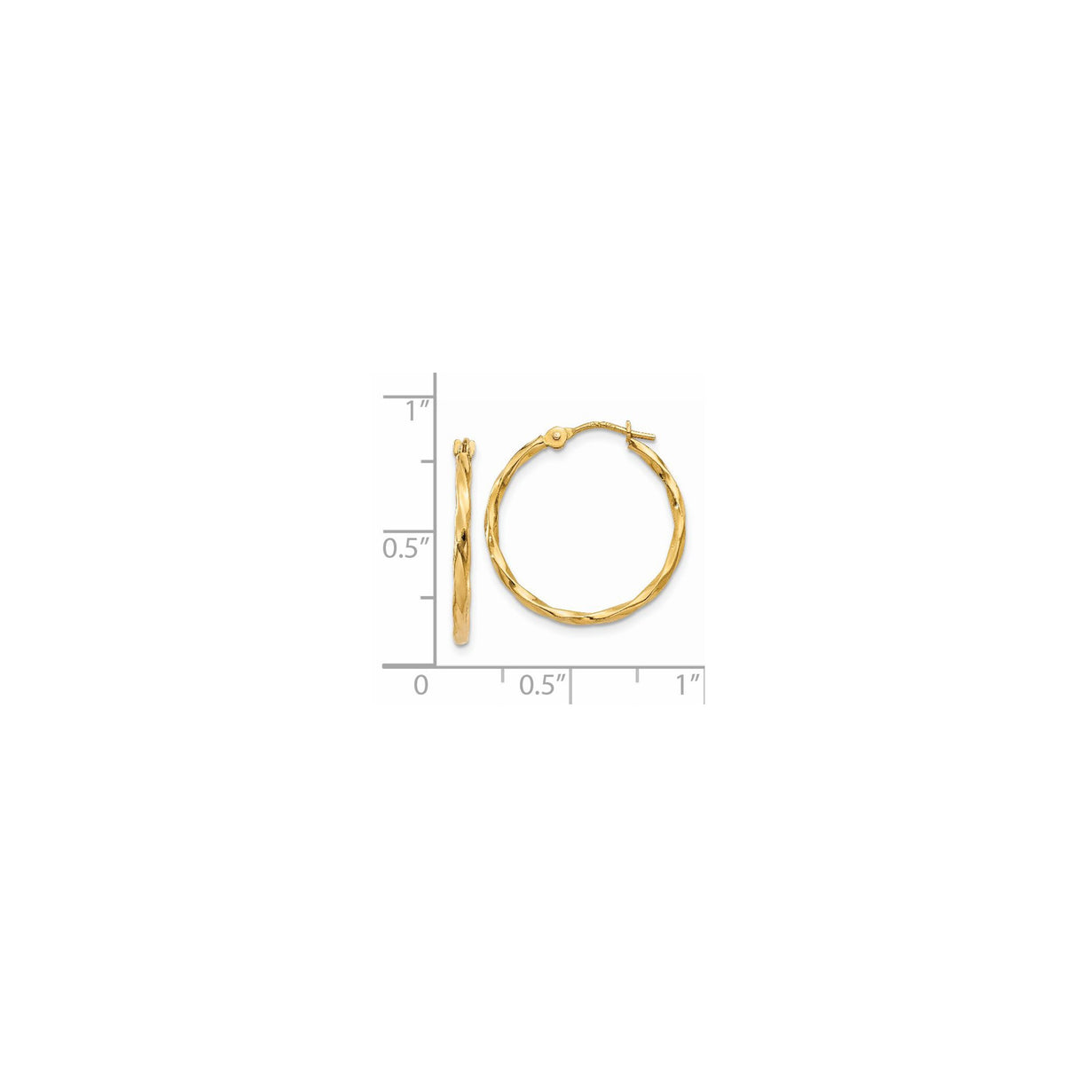 14k Yellow Gold Twisted Hoop Earrings, Polished Finish, Lightweight Modern Design for Women