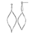 14k White Gold Dangle Earrings with Open Teardrop Twist Design, High Polish Finish