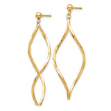 14k Yellow Gold Dangle Earrings with Twisted Teardrop Design, Lightweight Minimalist Style