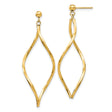14k Yellow Gold Dangle Earrings with Twisted Teardrop Design, Lightweight Minimalist Style