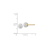 14k Yellow Gold Stud Earrings with Round Pavé-Set White Crystals, Crystal Cluster Ball Design