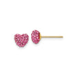 14k Yellow Gold Heart Stud Earrings with Pink Crystal Accents for Women