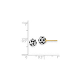 14k Yellow Gold Soccer Ball Stud Earrings with Black and White Crystals, Sports Motif for Women