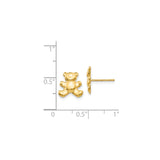 14K Yellow Gold Teddy Bear Stud Earrings Small Dainty