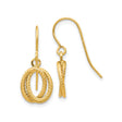 14k Yellow Gold Dangle Earrings with Textured Interlocking Oval Hoops and Hammered Finish