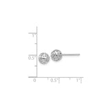14k White Gold Ball Stud Earrings, Hollow Openwork Design, Lightweight Textured Style