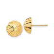 14k Yellow Gold Faceted Dome Stud Earrings, Geometric Sunburst Textured Design