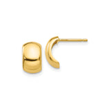14k Yellow Gold Huggie Hoop Earrings, Polished Domed Design with Smooth Finish