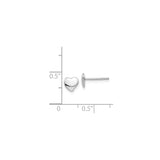 14k White Gold Heart Stud Earrings, Polished Minimalist Design for Women