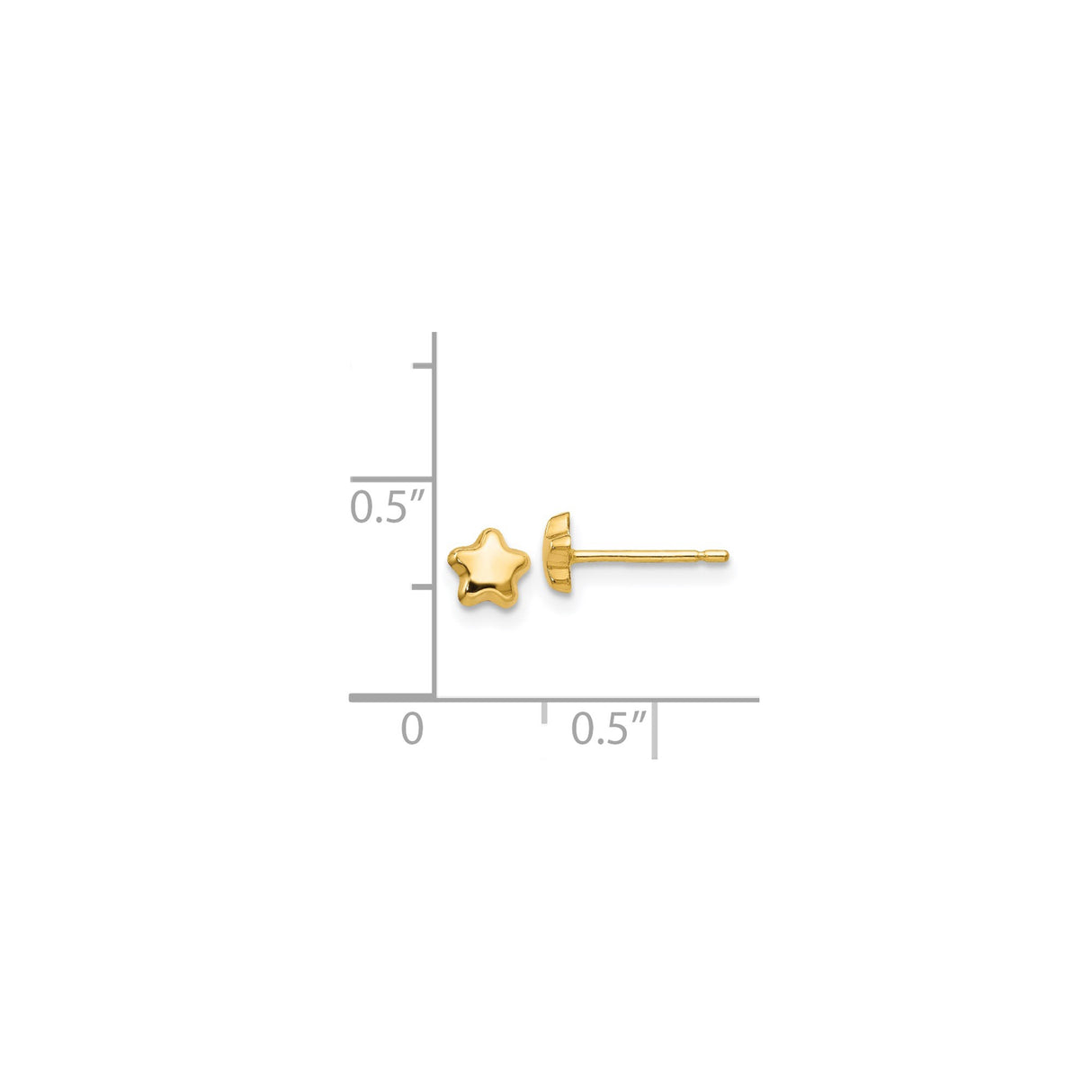 14k Yellow Gold Star Stud Earrings, Simple Five-Pointed Minimalist Design for Women and Girls